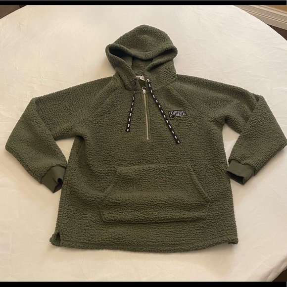 PINK VICTORIA’S SECRET Sherpa Hooded Pull-Over, S - Picture 1 of 4